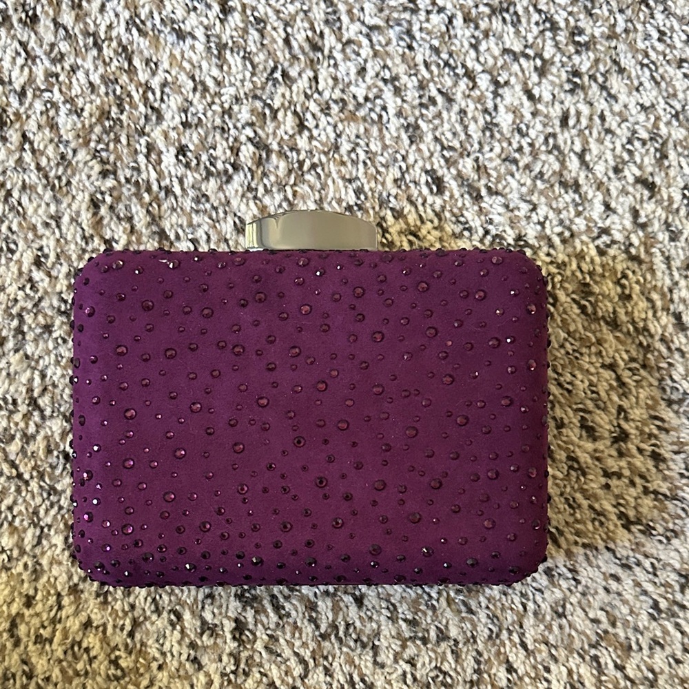 White House Black Market Purple Studded Clutch